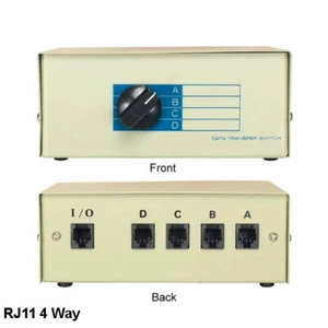 4 Way RJ11 Manual Data Switch Box Rotary Dail Style 11 Pin Telephone Modem Fax - Picture 1 of 1