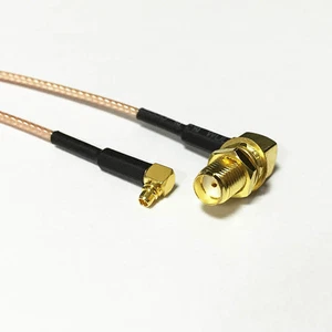 MMCX male right angle to SMA female RA angle pigtail cable RG178 15cm 6inch NEW - Picture 1 of 4