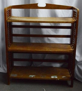 Vintage early 20th Century Folding Bookcase bobbin turned supports folds flat - Picture 1 of 10