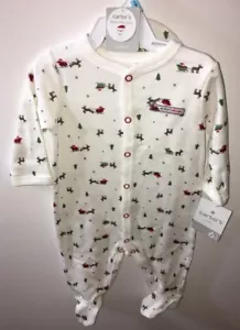 NUEVO CON ETIQUETAS CARTER'S MY FIRST CHRISTMAS PIJAMA Y SOMBRERO 6 Meses Dormir y Jugar Bebé - Imagen 1 de 3