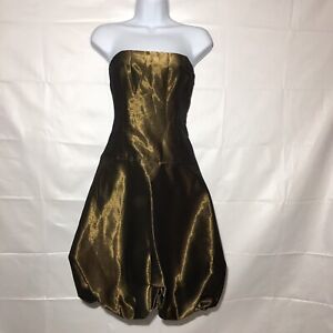 New $658 Ralph Lauren Black Label Burnished Gold Bubble Hem Dress Sz 6 