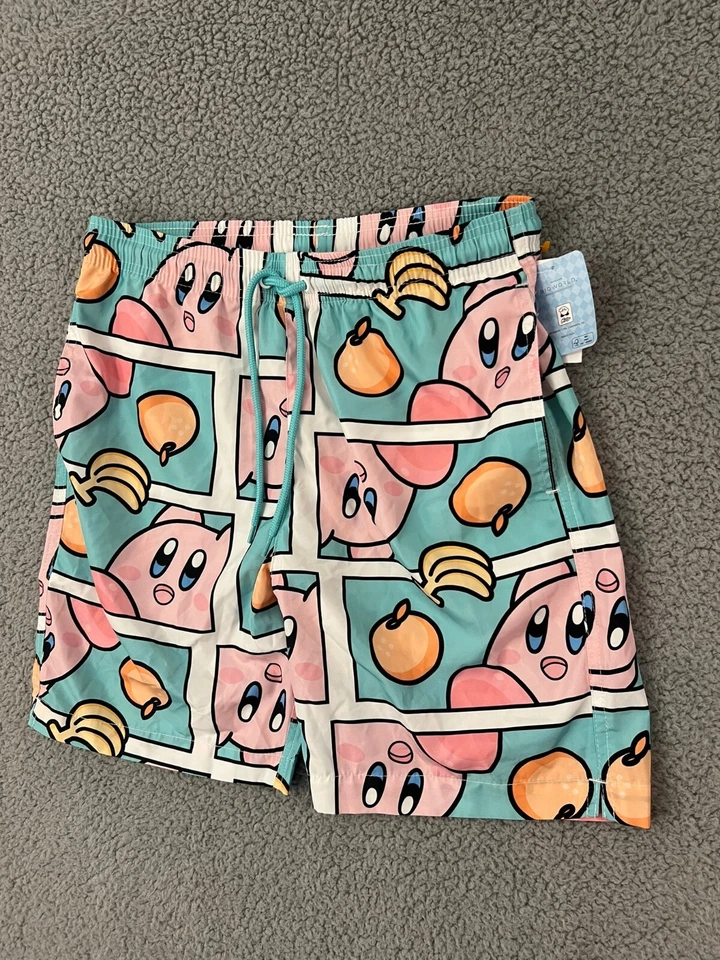 Bañador pequeño Bioworld Kirby Board Shorts para hombre azul rosa blanco Foto 1 de 4