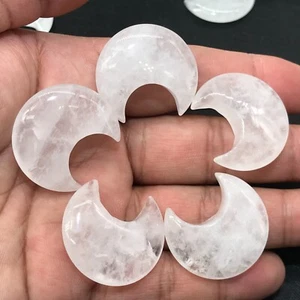 5 piezas Cristal Blanco Natural Luna Cuarzo Cristal Calavera Reiki Gemas Curativas - Imagen 1 de 7