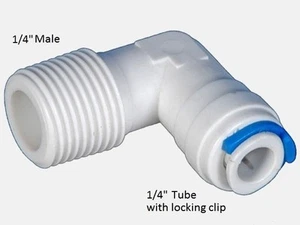2 x Elbow 1/4" M thread x 1/4" Tube Reverse Osmosis /Water Filter Fittings - Picture 1 of 4