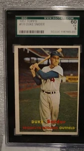 1957 TOPPS #170 DUKE SNIDER BROOKYLN DODGERS SGC 60 EX 5 HOF - Bild 1 von 3