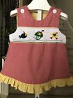 Boutique Wish Upon A Star Smocked Girls Red Yellow Gingham Ruffle Bottom Sise 4T