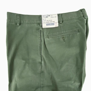 Neu Lands End Chino Hose 30 Reg Weathered Grün Uni Front Hose 100 Baumwolle - Bild 1 von 8