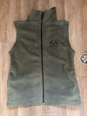 Real Tree Men Green Fleece  Full Zip Vest pockets XL Hunting Outdoor - Image 1 of 4