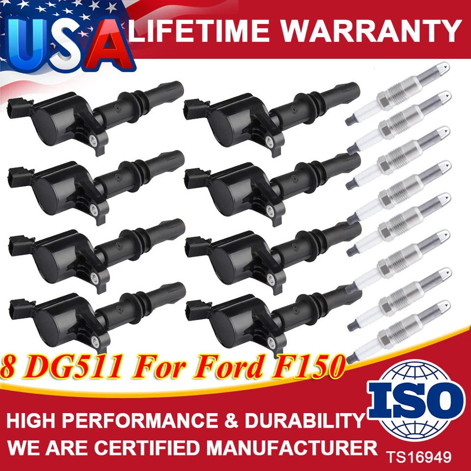 Катушка зажигания DG511 с свечами зажигания платиновая для 2004-2008 Ford F-150 5,4 л 8 шт. - Изображение 1 из 4
