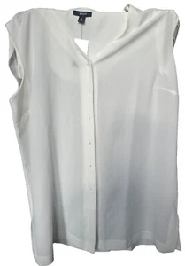Alfani | Women's Solid Button-Down V-Neck Tunic Top White 0X New Y2k - Picture 1 of 19