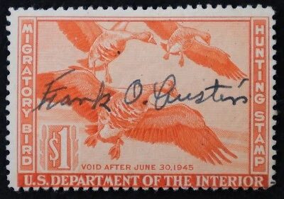 U.S. Used Stamp Scott #RW11 $1 Federal Duck Hunting. Scott: $35.00 - Image 1 of 2