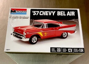 MONOGRAM ‘57 CHEVY BEL AIR CLASSIC CRUISER MODEL-KIT  1:24 SCALE RED W/FLAMES* - Picture 1 of 7