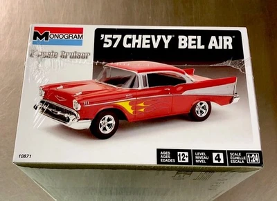 MONOGRAM ‘57 CHEVY BEL AIR CLASSIC CRUISER MODEL-KIT  1:24 SCALE RED W/FLAMES* - Image 1 of 4