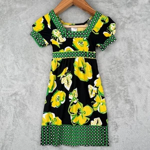 Too Chic Y2K Girls Dress Size 6X/7 Black Yellow Floral Fit & Flare S/S Girly - Picture 1 of 6
