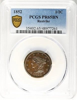 1852 BRAIDED HAIR 1/2C PCGS PR 65 BN - Image 1 of 4