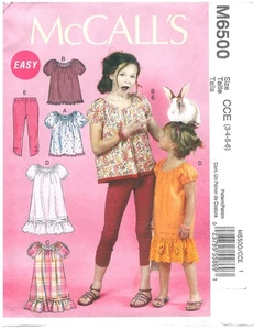 2012 McCall's M6500 Girls Top Dress Leggings size CCE 3-6 sewing pattern uncut - Picture 1 of 3