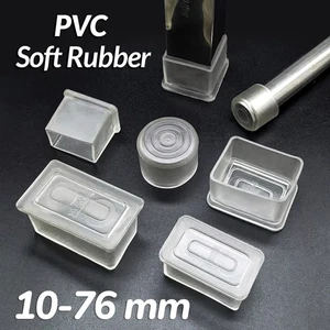 PVC Rubber Chair Leg Caps Covers Furniture Table Feet Floor Protectors Pad Clear - Picture 1 of 31