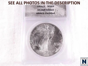 NobleSpirit (ME) 1990 Eagle Silver Dollar ANACS MS69 - Picture 1 of 4