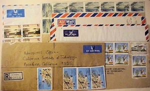 GHANA 6 COVERS OR 1970'S TO USA INCLUDES REGISTERED ALL WITH 10 OR MORE STAMPS - Picture 1 of 2