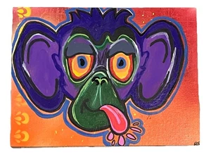 Affe Graffiti Künstler Gemälde 9x12 Leinwand, Acryl Gemälde Urban Street Art - Bild 1 von 7