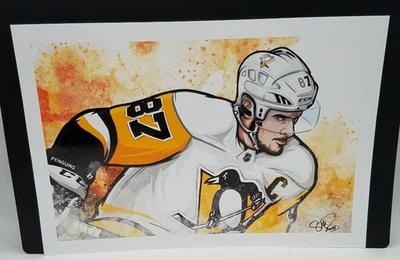 Póster artístico de acción automática autógrafo de Sidney Crosby Pittsburgh Penguins 2019 19"x 13" Foto 1 de 4