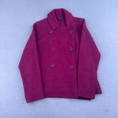 Eileen Fisher Jacket Womens Small Red Merino Wool Collared Double Breast * - Image 1 of 4