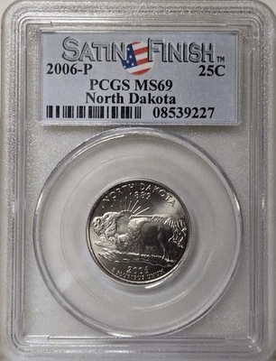 2006-P 25C PCGS MS69 - Clad  Satin Finish North Dakota Quarter - Image 1 of 2