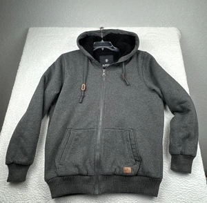 Buffalo David Bitton Hoodie Large Men's Gray Sherpa Lined Full Zip Jacket Warm - Picture 1 of 22