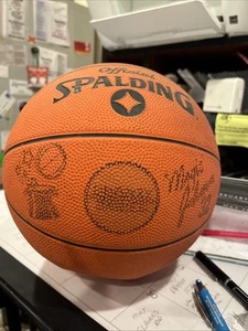 Magic Johnson Signed Spalding Basketball With Artwork / Needs Air - Picture 1 of 6