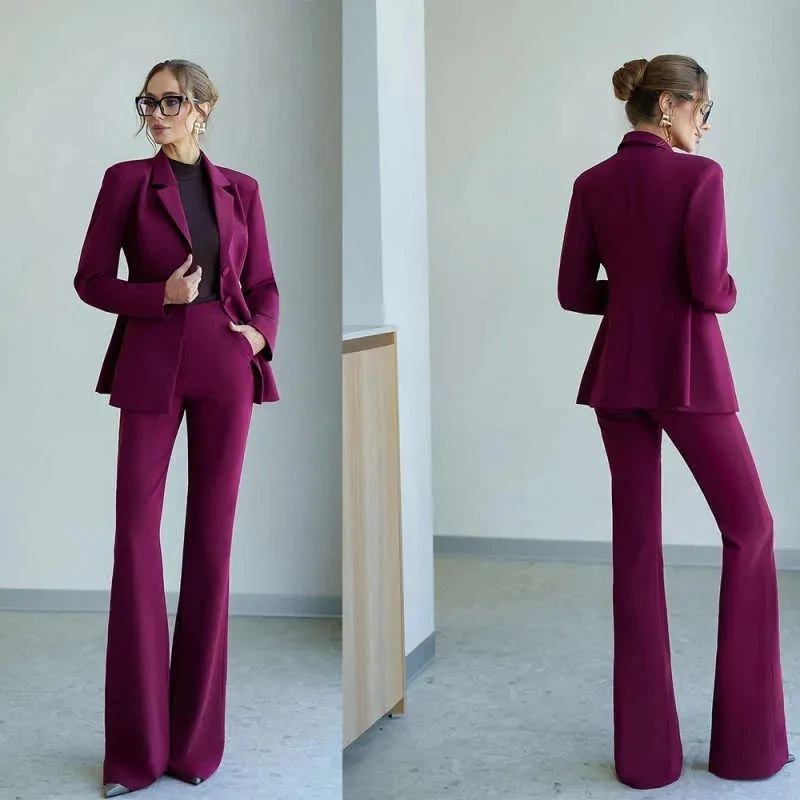Trajes Fucsia Para Mujer Formales Negocios Oficina Dama Trabajo Ropa Abrigo Pantalón Calce Ajustado Foto 1 de 4