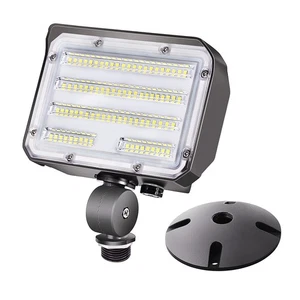 60W LED Flood Light with Knuckle, Outdoor Security Fixture Dusk-to-Dawn Photo... - Picture 1 of 7