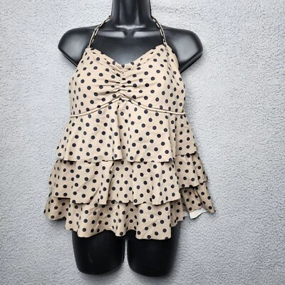 Camiseta Tankini INC INTERNATIONAL CONCEPT Mujer Negra/Crema Lunares en Niveles Talla 12 Foto 1 de 4