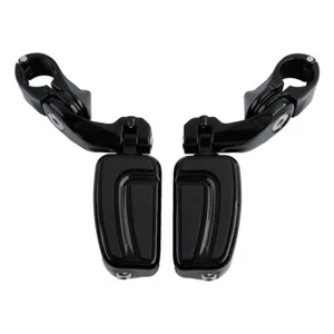 Black 1 1/4" Short Angled Engine Guard Footpeg Peg Mount Fit For Harley - Bild 1 von 13