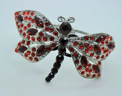 Luxury Dragonfly insect Bracelet Hinge open Bangle red color fashion jewelry lot - Image 1 of 4