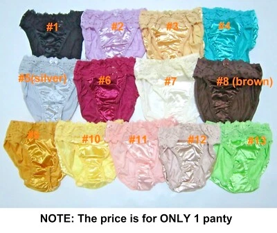 1 VINTAGE Victoria Secret SATIN FLORAL LACE BRIEF BIKINI PANTY S MAY FIT M SISSY - Image 1 of 4