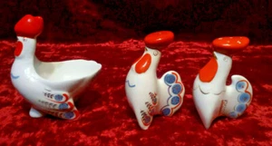 Vintage Spice Set Cockerels porcelain USSR Polonsky porcelain - Picture 1 of 12
