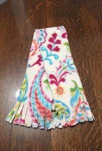 Hübscher mehrfarbiger Blumen Fleece Schal ~ lustige Fransen ~ Handarbeit ~ 58" - Bild 1 von 1