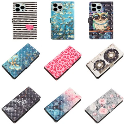 Phone Cover for iPhone 16 Plus 15 14 13 12 11 3D Shockproof Pattern Wallet Case - Image 1 of 4