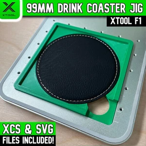 xTool F1 99mm Drink Coaster Jig, Leatherette & Silicone, xTool Fiber Laser Jig - Picture 1 of 9