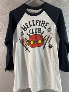 Pop Tees Shirt Mens Medium White Netflix Stranger Things Hellfire Club Graphics