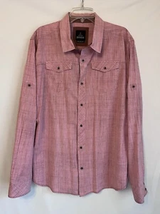 Camisa de manga larga enrollable rosa abotonada 100 % algodón orgánico PRANA para hombre XL - Imagen 1 de 7