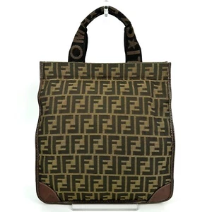 FENDI Zucca Tote Bag - Braun Schwarz Jacquard Leder Beuteltasche Tasche Leder X03-0358 - Bild 1 von 24