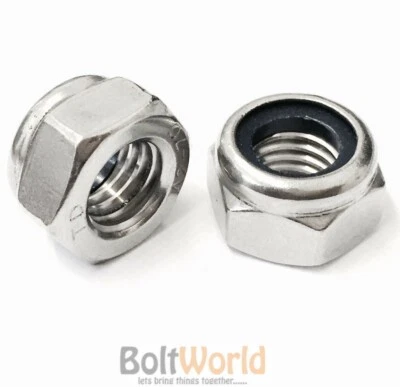 BOLT WORLD M3 M3.5 M4 M5 M6 M8 M10 M12 M16 M18 M20 ACERO INOXIDABLE A2 NYLOC TUERCAS DIN 985