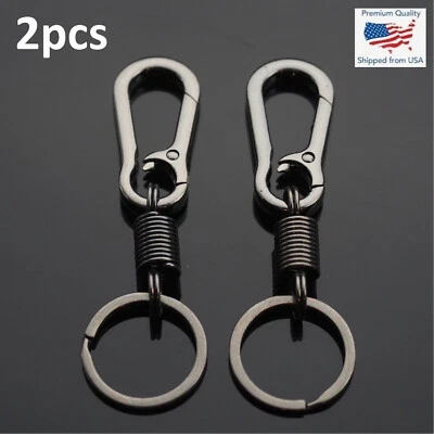 2pcs Men Women Belt EDC Carabiner Clip Keychain Keyring Holder - Gun Metal Black - Image 1 of 3