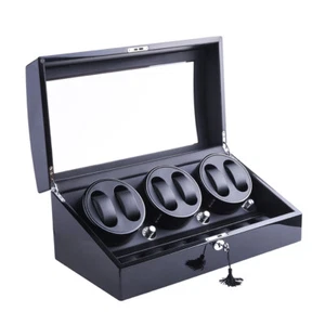 Rotación Automática 6+7 Reloj Enrollador Cuero Estuche de Almacenamiento Caja de Exhibición Negro Regalo - Imagen 1 de 10
