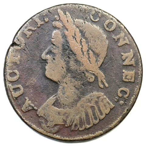 1786 5.8-H.2 R-5+ Connecticut Colonial Copper Coin Cover