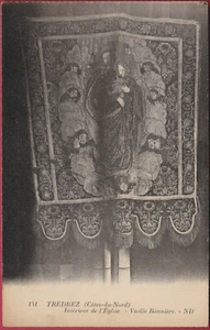 R* FRANCE OLD POSTCARD TREDREZ EGLISE, VIEILLE BANNIERE UNPOSTED #D309 - Picture 1 of 2