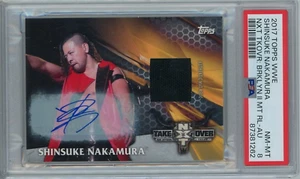 2017 Topps Then Now Forever Shinsuke Nakamura Mat Relic Auto 08/10 PSA 8 Pop 1 - Picture 1 of 2