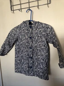 Size 5 Gap Kids Blue Floral Long Sleeve Shirt Jacket Buttoned Girl - Picture 1 of 6
