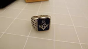 Metal Composite/BLUE ENAMELED SQUARE AND COMPASS MASONIC FREEMASON RING size:11 - Picture 1 of 3